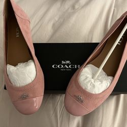 New! Coach Suede Pink Ballerina Flats 