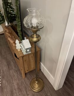 Antique Brass Lamp With Crystal