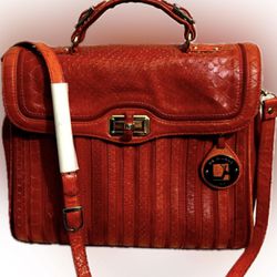 Authentic Da Milano Designer Italy Red Suede Reptile Leather Purse Handbag  RARE Italian Runway Art Original Vintage