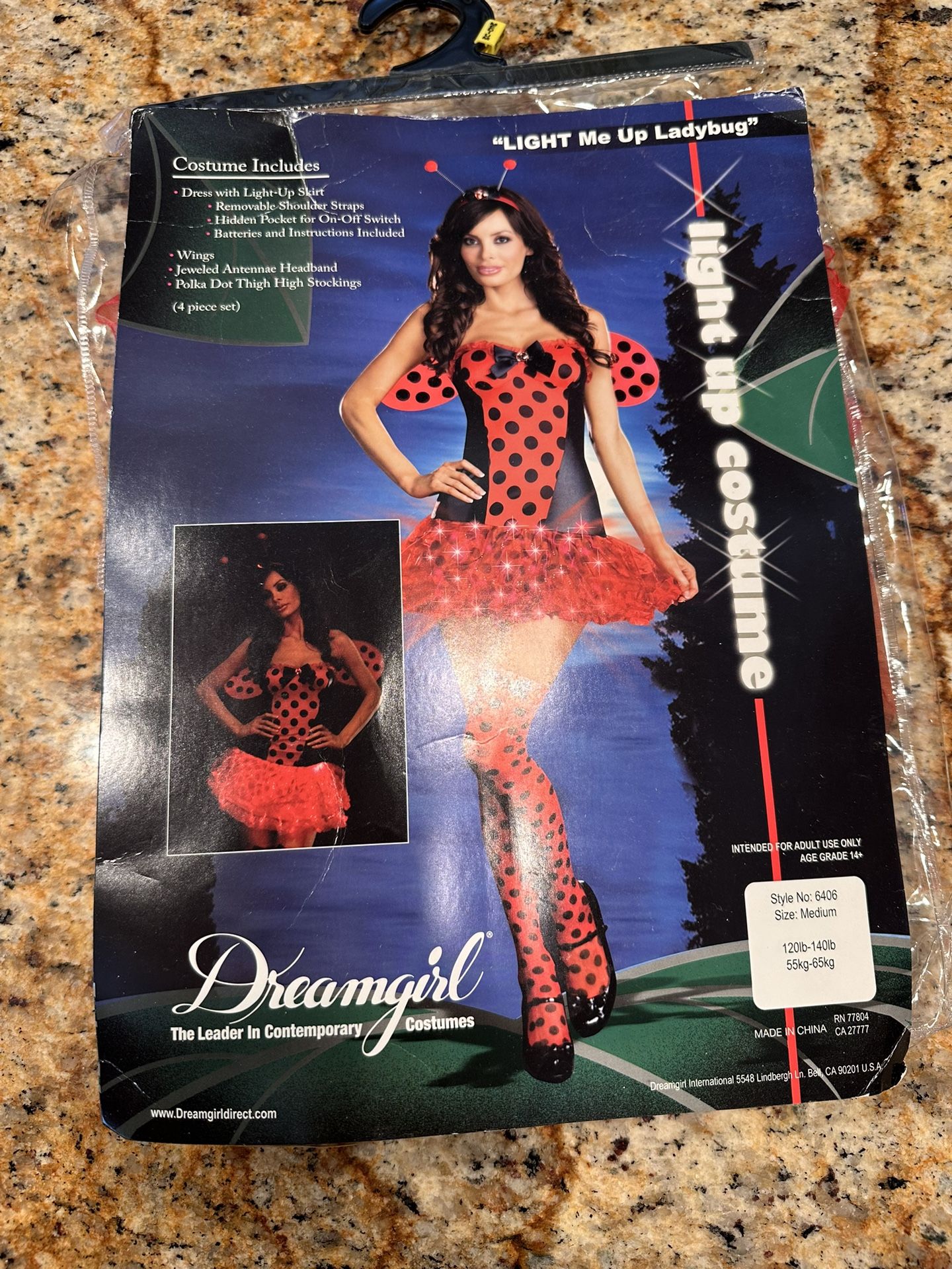 Light up Lady Bug Halloween Adult Costume MEDIUM