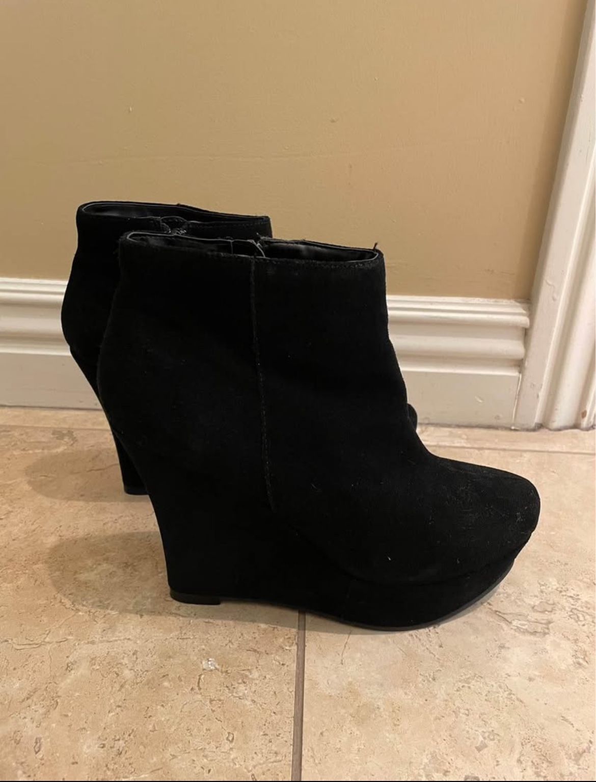 Black Wedge Booties 