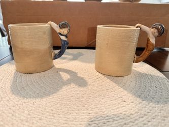 Japanese Coffee / Tea Cups with Children Handles Boy and Girl Set of 2