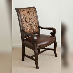 Imperio Armchair, Brown Leather and Wood - Like New β Victoria, TX