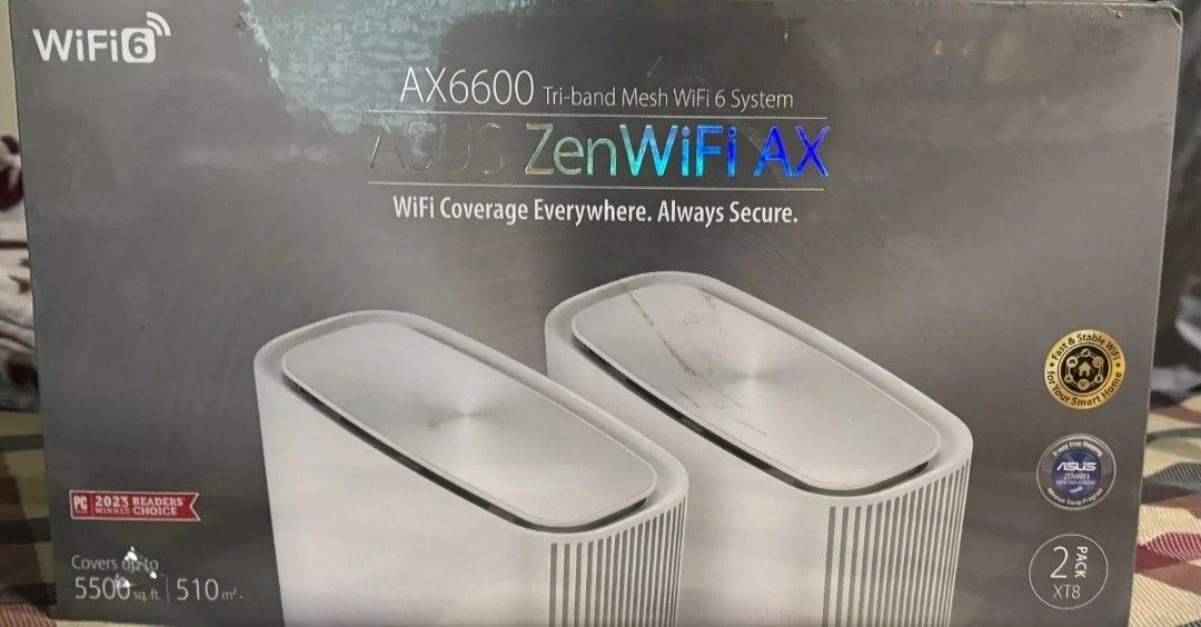 ASUS ZenWiFi AX6600 Tri-Band WiFi 6E AiMesh System Router XT8