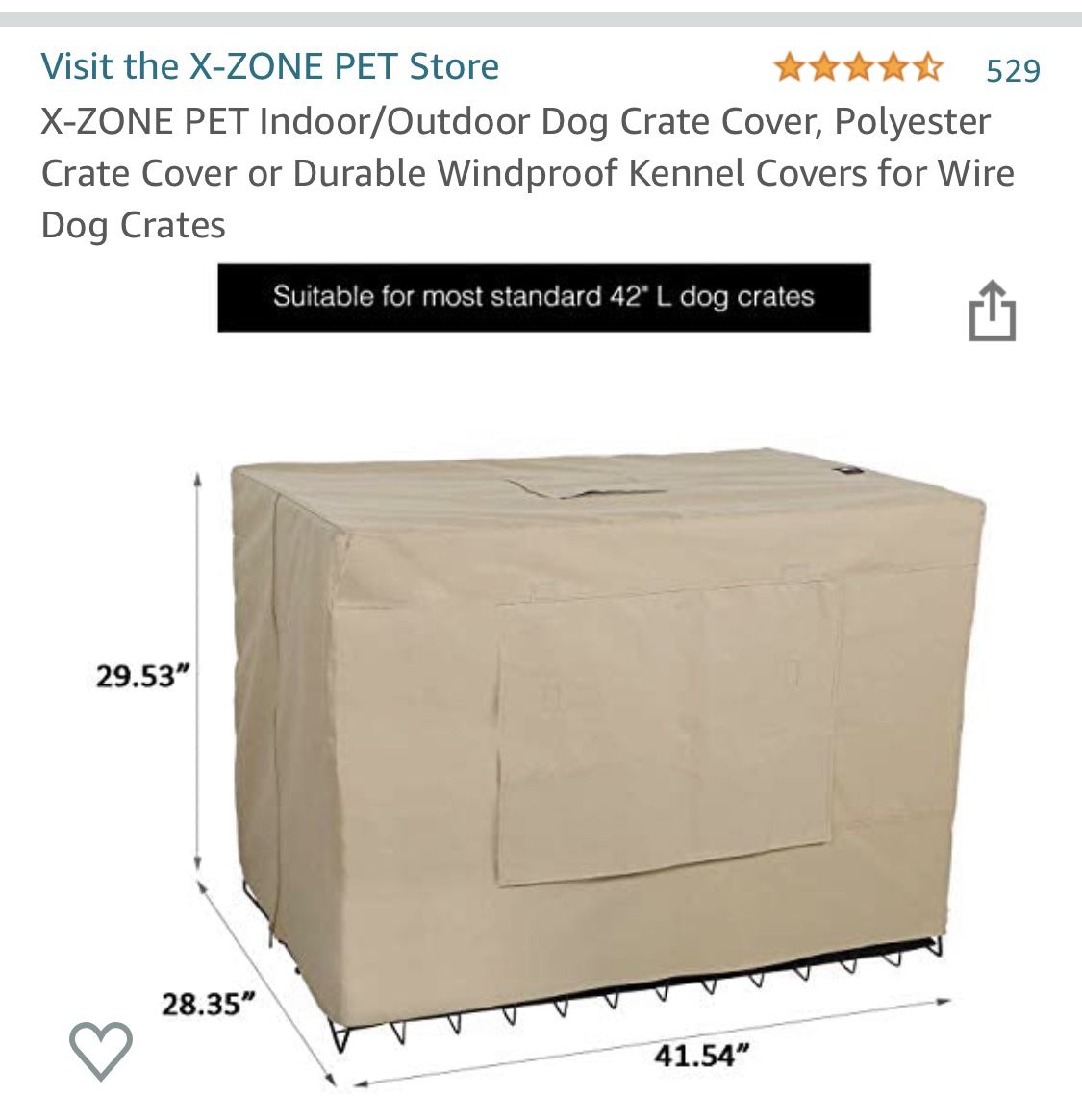 42” Pet Crate Cover