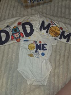 Family Space Set w/ Shirts for Mom, Dad, & Onesie for Baby