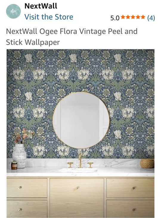 Ogee Flora Vintage Peel and Stick Wallpaper
