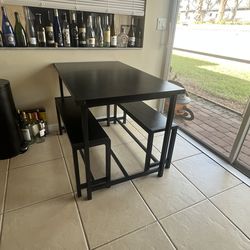 Black Dining Table with Bench Seating