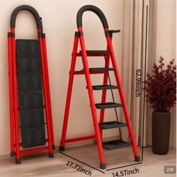 [Durable Folding Ladder] 500 LBS Weight Capacity, Sturdy & Lightweight Portable 3/4/5-Step Folding Ladder | Heavy-Duty Anti-Slip Pedals, Suitable For 