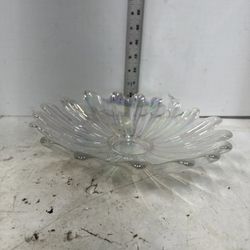 Vtg Iridescent Carnival Glassll Petal Flower LargeTable Plate Farmhouse Decor#T8