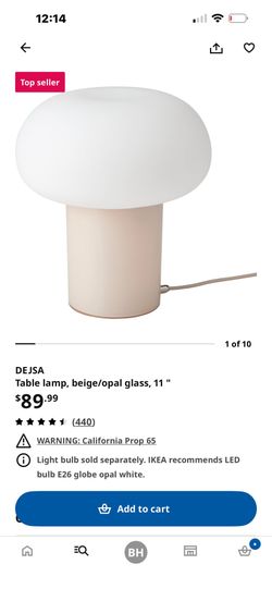 DEJSA Table lamp, beige/opal glass, 11 "