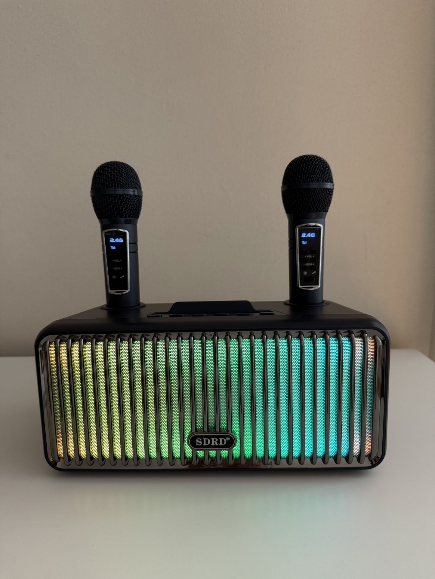New SDRD SD-319 Pro Wireless Bluetooth Karaoke Speaker + 2 Mics | USB TF AUX 