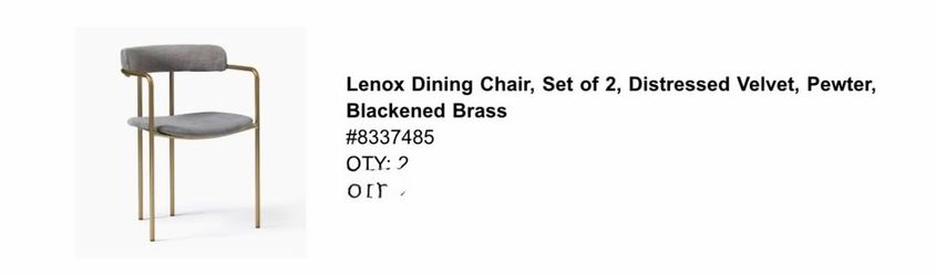 Lenox Dining Chair Set of 4 Pewter/Blackened Brass