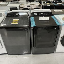 New Washer Dryer Set Black Top Load 1 Year Warranty 
