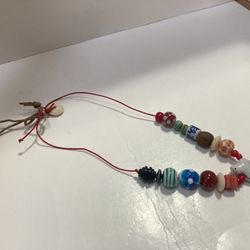 Kids Fun Porcelain Beads In a Leather Cord Necklace.