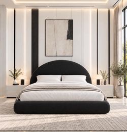 🔥Cloud  Upholstered Queen Bed Frame Curved Arched headboard , O-2  brand new