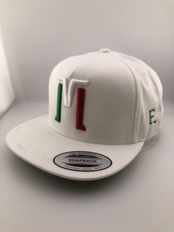 “M” Flat Bill Cap | E Luna Brand SELECT | 3 Green, White, Red Thread Logos | 3D Puff Edition