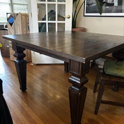 Solid Dark Wood Table With Chairs
