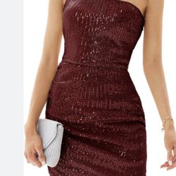 Large Burgundy Dress sequin
