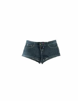 Edikted Dark Wash Pinstripe Denim Mini Shorts Size Large but fits like Medium new with tags