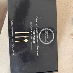 Gold Color Cutlery -100 Knives 100 Forks 100 Spoon