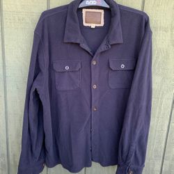 G.H. Bass Lodge Shirt Men XXLarge Navy Blue Fleece Long Sleeve Button Up Outdoor