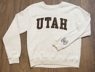 New York Popular Utah Crewneck Sweatshirt Unisex Large Oatmeal Brown #15B