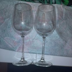 Elegant Wine Glasses With Etched Light House. 9 Inches Tall.