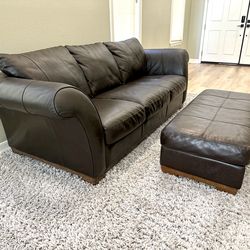 Leather couch with ottoman!