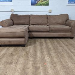 Modern Brown Fabric Sectional with Chaise