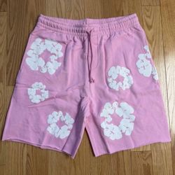 Denim Tears Pink Cotton Wreath Shorts – Size S –New