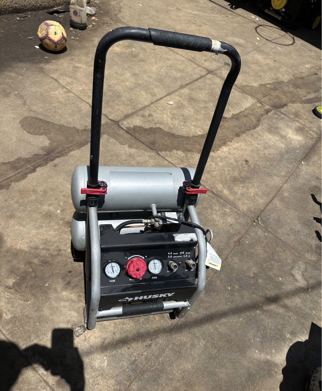 4.5 Gal. 175 PSI Portable Electric Oil-Free Quiet Twin Stack Jobsite Air Compressor w/Rubber Wheels