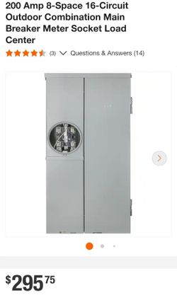 GE
200 Amp 8-Space 16-Circuit Outdoor Combination Main Breaker Meter Socket Load Center