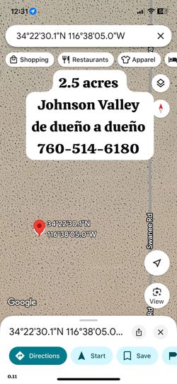 Terreno De Venta En Johnson Valley 2.5 Acres De Dueño A Dueño 