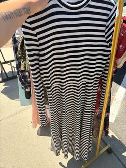 Black and white striped dress