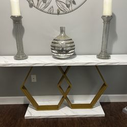 White And Gold Console Table 
