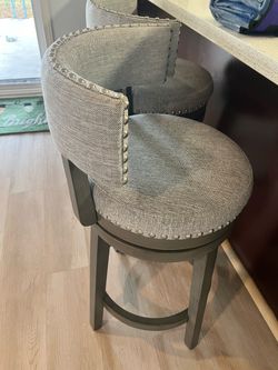 Set of 2 Upholstered Swivel Bar Stools