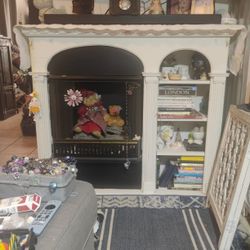 Shabby Chic Faux Fireplace With Shelves