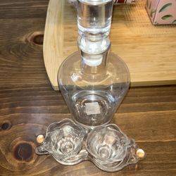 Libbey Glass Decanter w/ Stopper & Mini Glass Serving Set