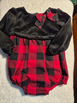 Tommy Bahama, Baby Girl, Plaid, Long Sleeve Romper, 12 Mo