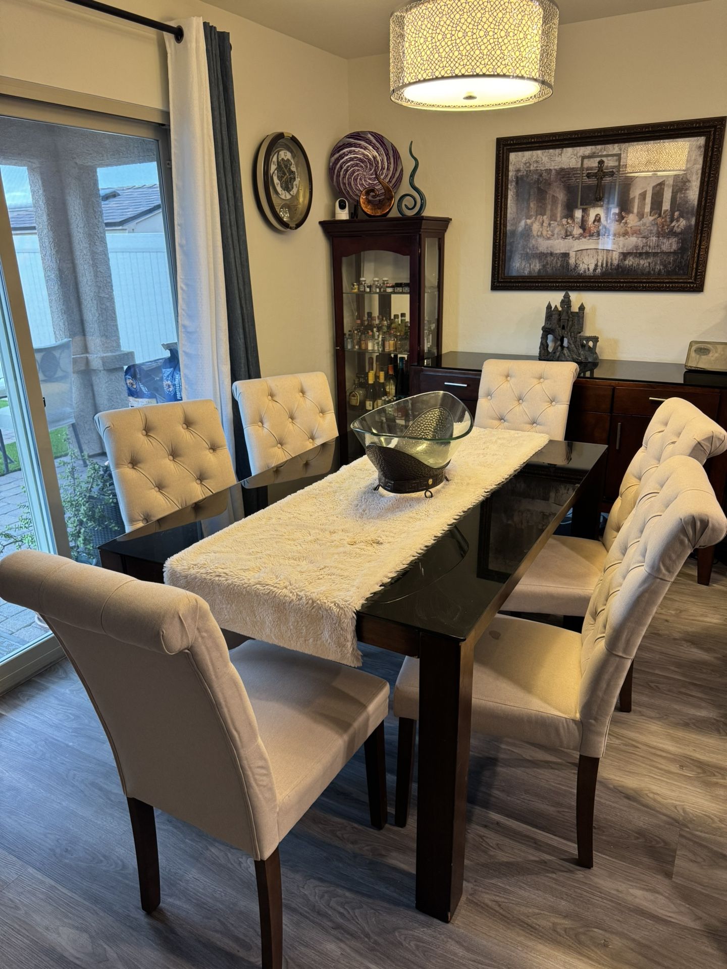 Dining Set Of Six Chairs & Table With Buffet Table