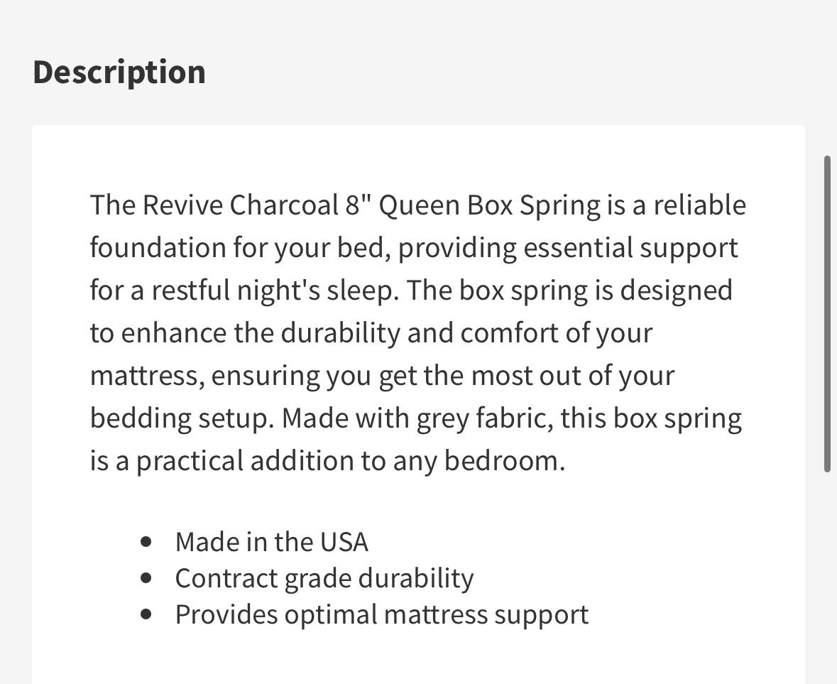 8" Queen Box Spring in Charcoal Grey