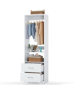 Closet System with Drawers - 8FT Walk in Closets Organizer with Jewelry Box, 96" Wooden Storage Syst