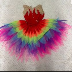 Adorable Halloween Costume For Girls. Size 6-8 Years. Colorful Tutu And  Red Jeweled Leotard.  Can Be A Princess, Dancer,  Colorful Bird 