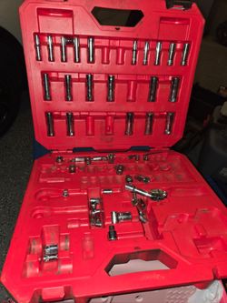 Assortment of socket drive tools and ratchets