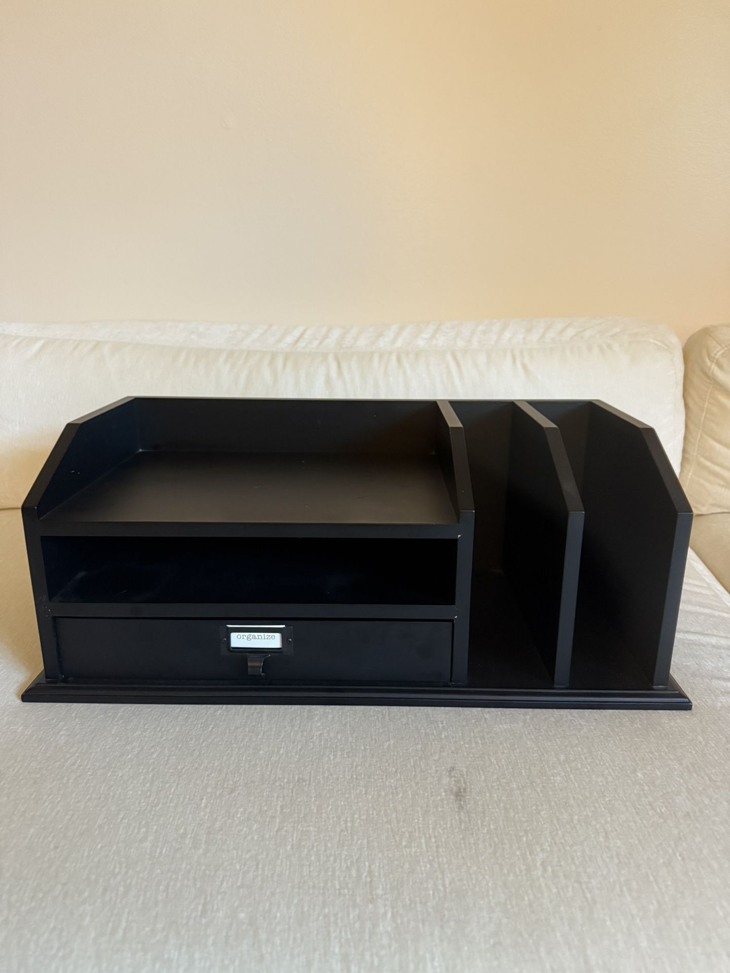 Black Wooden Organizer Drawer shelf for office table