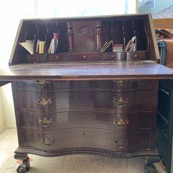Antique  Mahogany Desk, Dresser And Chair 
