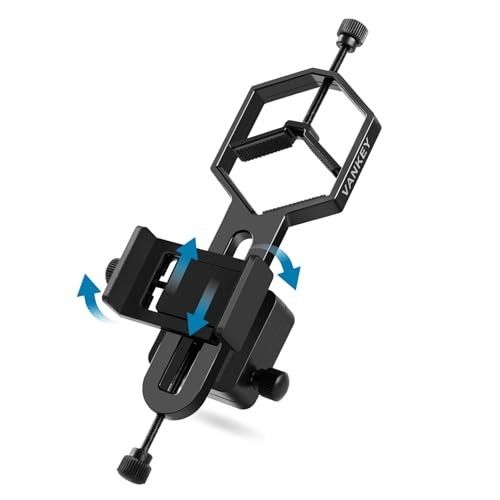 VANKEY 2-Axis Universal Phone Scope Mount, Metal Spotting Scope Phone Adapter, for Telescope, Binocular, Monocular, Microscope - Fits Max 2.5#34 Eyepi
