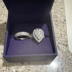 2-1/2 CT. T.W. Composite Diamond Pear-Shaped Multi-Row Bridal Set in 10K White Gold