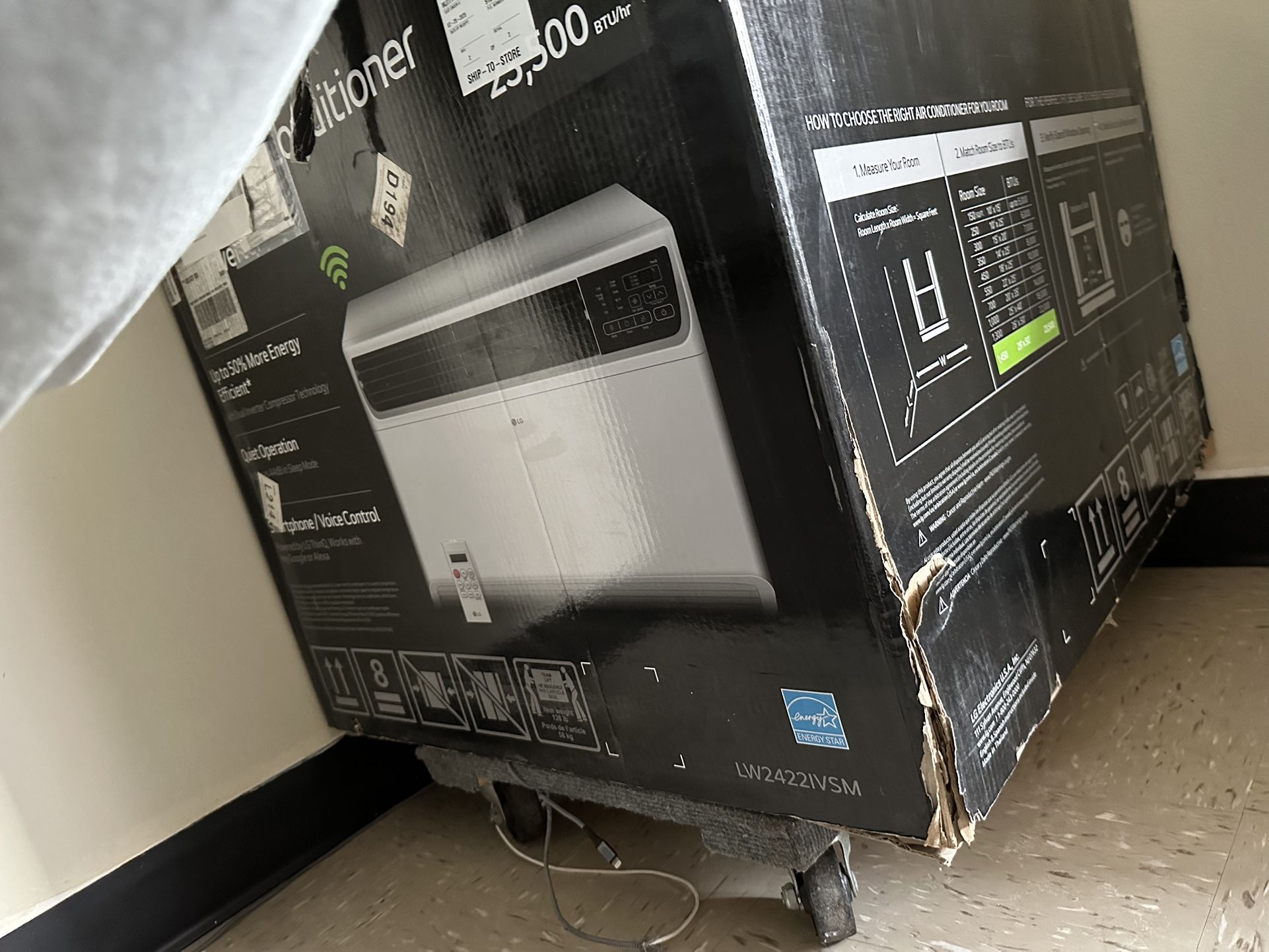 LG 23,500 BTU 230/208V Window Air Conditioner Cools 1450 Sq. Ft. with Dual Inverter, Wi-Fi Enabled a